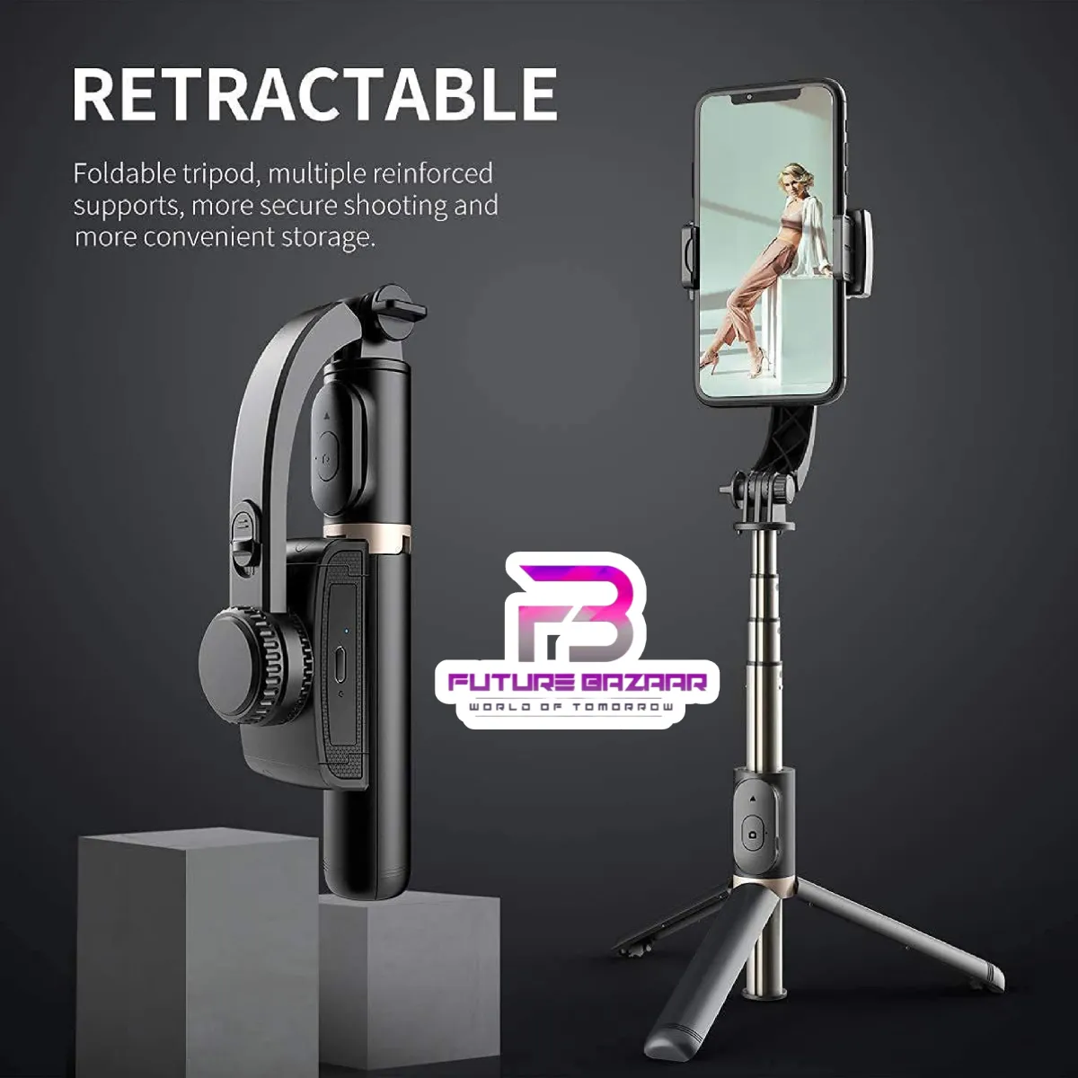 q08 handheld gimbal stabilizer for smartphone with bluetooth