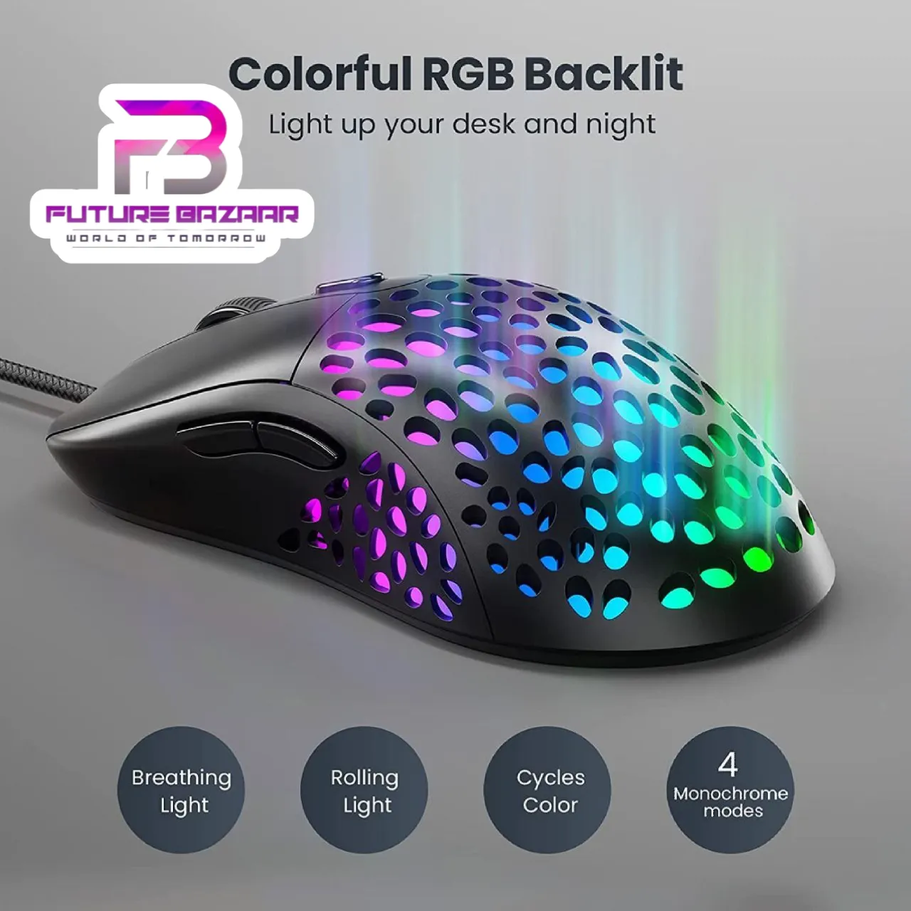 gaming mouse with colourful light